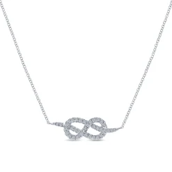 Gabriel & Co. 14K White Gold Eternal Love Infinity Diamond Pendant Necklace