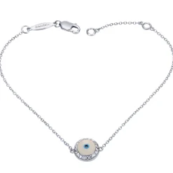 New Gabriel & Co. 14K White Gold Evil Eye Bracelet