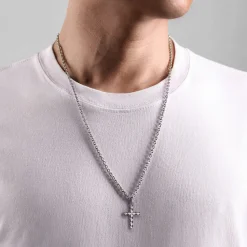 Clearance Gabriel & Co. 14K White Gold Faceted Cross Pendant