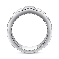 Outlet Gabriel & Co. 14K White Gold Faceted Ring with Diamond Baguettes in High Polished Finish
