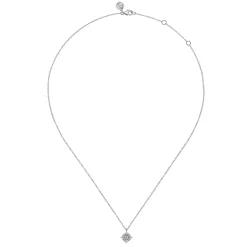 Discount Gabriel & Co. 14K White Gold Floral Diamond Pendant Necklace