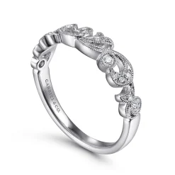 Online Gabriel & Co. 14K White Gold Floral Diamond Stackable Ring