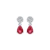Gabriel & Co. 14K White Gold Floral Diamond Stud Earrings with Pear Shaped Ruby Drops