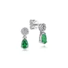 Outlet Gabriel & Co. 14K White Gold Floral Diamond Stud Earrings with Pear Shaped Emerald Drops