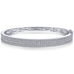 Hot Gabriel & Co. 14K White Gold Four Row Diamond Bangle