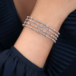 Gabriel & Co. 18K White Gold Four Row Diamond Bangle