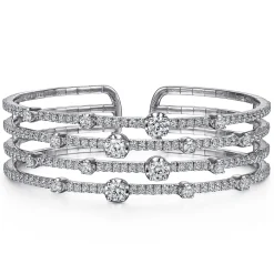 Gabriel & Co. 18K White Gold Four Row Diamond Bangle
