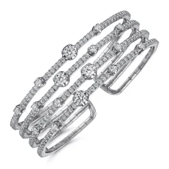 Gabriel & Co. 18K White Gold Four Row Diamond Bangle