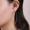 Hot Gabriel & Co. 14K White Gold French Pave 80mm Round Inside Out Diamond Hoop Earrings