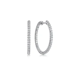 Discount Gabriel & Co. 14K White Gold French Pave 20mm Round Inside Out Diamond Hoop Earrings