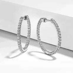 Discount Gabriel & Co. 14K White Gold French Pave 20mm Round Inside Out Diamond Hoop Earrings