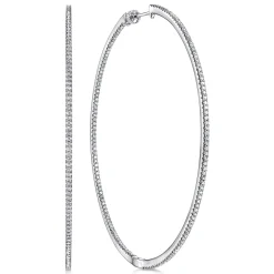Outlet Gabriel & Co. 14K White Gold French Pave 70mm Round Inside Out Diamond Hoop Earrings