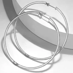 Outlet Gabriel & Co. 14K White Gold French Pave 70mm Round Inside Out Diamond Hoop Earrings