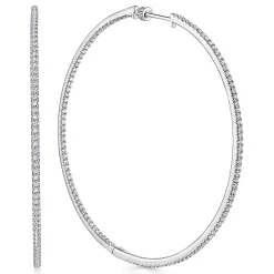 Online Gabriel & Co. 14K White Gold French Pave 70mm Round Inside Out Diamond Hoop Earrings