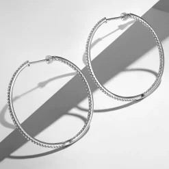 Discount Gabriel & Co. 14K White Gold French Pave 40mm Round Inside Out Diamond Hoop Earrings
