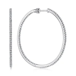 Discount Gabriel & Co. 14K White Gold French Pave 40mm Round Inside Out Diamond Hoop Earrings