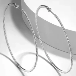 Hot Gabriel & Co. 14K White Gold French Pave 70mm Round Inside Out Diamond Hoop Earrings