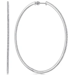 Hot Gabriel & Co. 14K White Gold French Pave 70mm Round Inside Out Diamond Hoop Earrings
