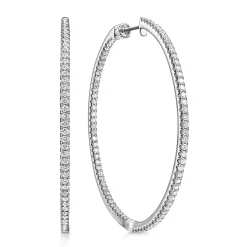 Online Gabriel & Co. 14K White Gold French Pave 50mm Round Inside Out Diamond Hoop Earrings
