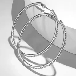 Online Gabriel & Co. 14K White Gold French Pave 50mm Round Inside Out Diamond Hoop Earrings