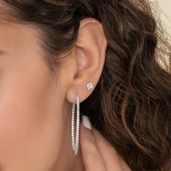 Outlet Gabriel & Co. 14K White Gold French Pave 40mm Round Inside Out Diamond Hoop Earrings