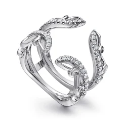 Clearance Gabriel & Co. 14K White Gold French Pave Set Diamond Ring Enhancer - 0.35 ct