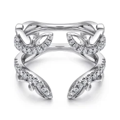 Clearance Gabriel & Co. 14K White Gold French Pave Set Diamond Ring Enhancer - 0.35 ct