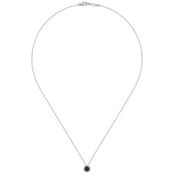 Discount Gabriel & Co. 14K White Gold Garnet and Diamond Halo Pendant Necklace