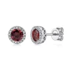 Clearance Gabriel & Co. 14K White Gold Garnet and Diamond Halo Stud Earrings
