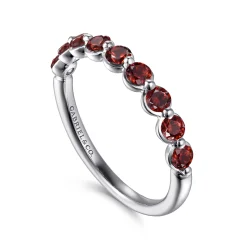 Discount Gabriel & Co. 14K White Gold Garnet Stackable Ring