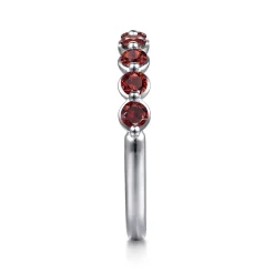 Discount Gabriel & Co. 14K White Gold Garnet Stackable Ring