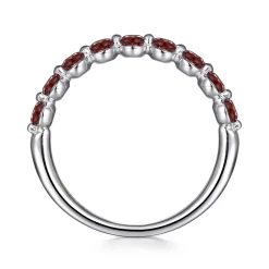 Discount Gabriel & Co. 14K White Gold Garnet Stackable Ring