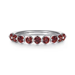Discount Gabriel & Co. 14K White Gold Garnet Stackable Ring