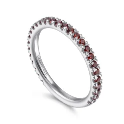 Sale Gabriel & Co. 14K White Gold Garnet Stackable Ring