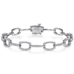 Discount Gabriel & Co. 14K White Gold Geometric Link Diamond Tennis Bracelet