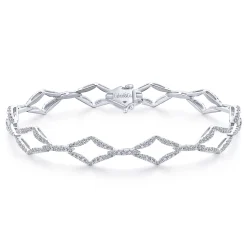 Best Gabriel & Co. 14K White Gold Geometric Link Diamond Tennis Bracelet