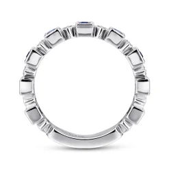 Best Gabriel & Co. 14K White Gold Geometric Sapphire and Diamond Stackable Ring