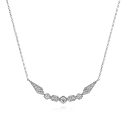 Outlet Gabriel & Co. 14K White Gold Geometric Shape Curved Bar Diamond Necklace