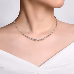 Sale Gabriel & Co. 14K White Gold Graduated Diamond Tennis Necklace