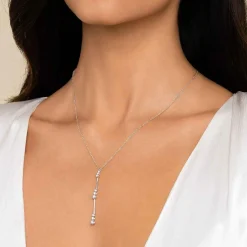 Gabriel & Co. 14K White Gold Graduated Diamond Station Drop Y Necklace