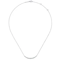 Discount Gabriel & Co. 14K White Gold Graduated Round Diamond Curved Bar Necklace
