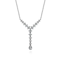 Discount Gabriel & Co. 14K White Gold Graduating Diamond Y Necklace