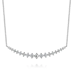 New Gabriel & Co. 14K White Gold Graduating Diamonds Bar Necklace