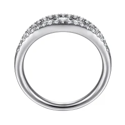 Discount Gabriel & Co. 14K White Gold Graduating Diamond Wide Band Ring