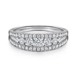 Discount Gabriel & Co. 14K White Gold Graduating Diamond Wide Band Ring