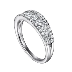 Discount Gabriel & Co. 14K White Gold Graduating Diamond Wide Band Ring