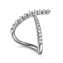 Best Gabriel & Co. 14K White Gold Graduating Diamond Chevron Ring