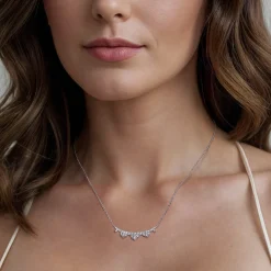Online Gabriel & Co. 14K White Gold Graduating Diamond Bar Necklace