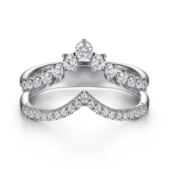 Online Gabriel & Co. 14K White Gold Graduating Diamond Chevron Ring