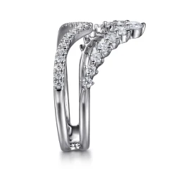 Online Gabriel & Co. 14K White Gold Graduating Diamond Chevron Ring